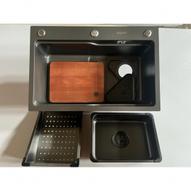 Кухонная мойка врезная KRAFT Handmade 750х460 прямоугольная, серебряная