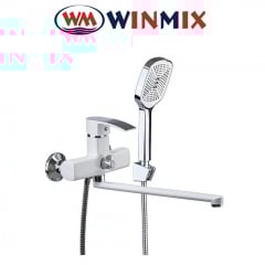 Смеситель для ванны длинный нос Winmix (Euro) Magnum White-Chrome (Chr-006), Польша Братское