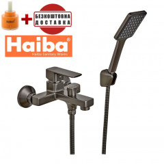 Змішувач для ванни короткий ніс HAIBA Kubus Euro Graphite (Chr-009) Фастів