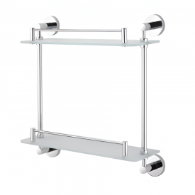 Полка двойная Stellaforme Classic 385х395 прямая матовое стекло хром