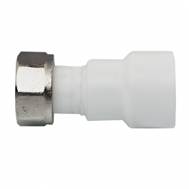Муфта с накидной гайкой Tebo 20x1/2" В PPR пластиковая вставка, белая