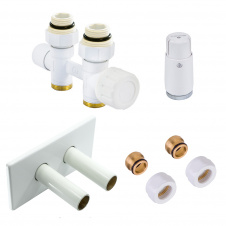 Комплект Duo-plex Mini прямой GZ 1/2"x15 mm Cu, белый, головка MINI M30x1,5 + комплект трубок с двойной розеткой (606200055)