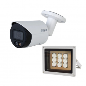 Комплект IP-відеокамера 4 Мп Dahua DH-IPC-HFW2449S-S-IL 2.8 мм та ІЧ-прожектор Lightwell LW9-100IR45-220