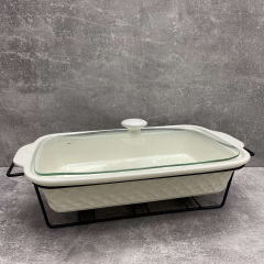 Мармит керамический прямоугольный с черной подставкой 30 см Maestro MR-11259-73 Березнеговатое