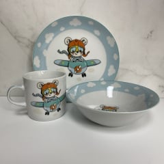 Набір порцелянового дитячого посуду Little Pilot 3 предмета Limited Edition C772 Київ