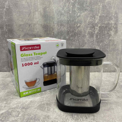 Заварник стеклянный со съемным металлическим ситечком 1000 мл Kamile KM-0777M Дрогобыч