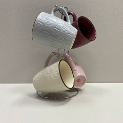 Набір кераміних чашок на металевій стійці Heart 4 шт 350 мл S&T 021-04-09 Фастів