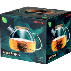 Заварочный чайник 1.5 л боросиликатное стекло с бамбуковой крышкой Ardesto AR3015GBI Николаев