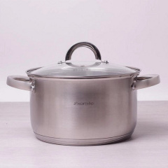 Каструля із нержавіючої сталі 5,1л зі скляною кришкою Kamille Classic KM-5622S Тернопіль