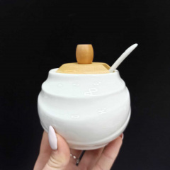 Сахарница Ceram-Bamboo с ложкой и бамбуковой крышкой BonaDi 300 мл Белый BD-375-311 Херсон