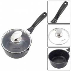 Ківш з кришкою та мармуровим покриттям з литого алюмінію 16 х 8 см Kamille KM-4436 Запоріжжя