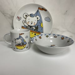 Набір порцелянового дитячого посуду Little Sailor 3 предмета Limited Edition C805 Вишневе
