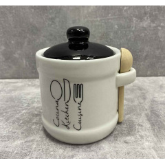 Банка для меда керамическая 450 мл с деревянной ложкой S&T Bon Appetit 700-04-17 Петрово