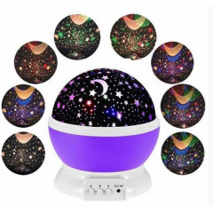 Лампа на батарейках та USB шнуром Проектор-нічник "Зоряне небо" Star master S-001/8111 фіолетовий Покровськ