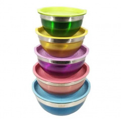 Набор мисок 6 шт A-PLUS KM-9032 из нержавеющей стали с пластиковыми крышками Одесса