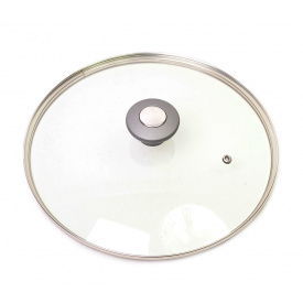 Кришка скляна d-30 см з металевим обідком універсальна Kamille КМ-0823GR