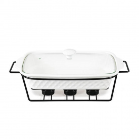 Мармит керамический прямоугольный с черной подставкой 30 см Maestro MR-11259-73