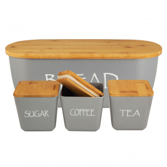 Хлібниця з кришкою з трьома ємностями Kamille KM-1133 сіра