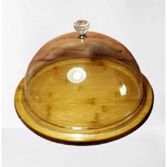 Блюдо бамбукове з акриловою кришкою d-30 см Helios 7310 HEL