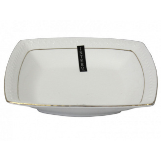 Тарілка глибока 19 см порцелянова квадратна Снігова королева Interos 7.5/ 223719-A біла