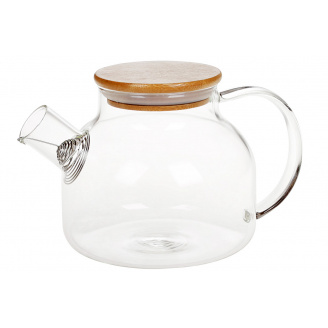 Заварочный чайник 1 л стеклянный с бамбуковой крышкой BonaDi 599-103