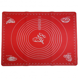 Силиконовый коврик A-PLUS для выпечки и раскатки теста 50*40 см красный