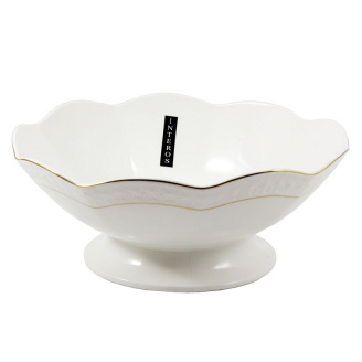 Конфетница на ножке фарфоровая круглая 1300 мл 23 см Interos 1423-A