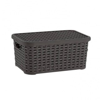 Корзина для хранения с крышкой коричневая Irak Plastik 31*21*15,7 см см SP295