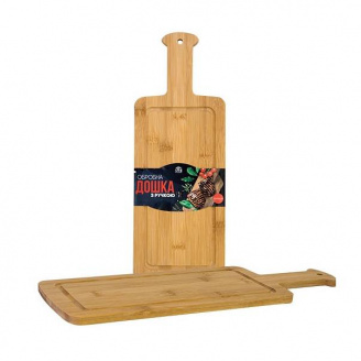 Доска разделочная бамбуковая с ручкой 40*14,5 см S&T 8832