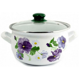 Каструля емальована 2,1 літра d-16 Фіалка Interos 2999 (73182) ITR
