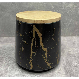 Банка порцелянова з бамбуковою кришкою 520 мл чорна Bona Di 805-720