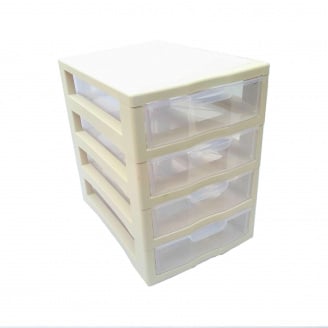 Комод-мини пластиковый 4 яруса 27 Х 19 Х 27 см Алеана; белая роза 127015