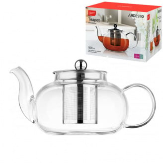 Заварювальний чайник Ardesto Gemini 800 мл AR1908GM боросилікатне скло нержавіюча сталь