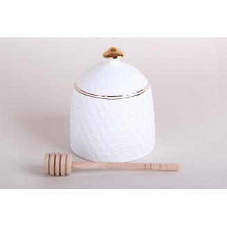 Банка для меда 380 мл c бамбуковой ложкой Снежная королева 380 мл Interos LTBH-S0310-A