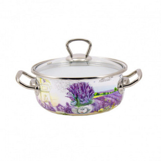 Кастрюля эмалированная 1,5 литра Лаванда d-16 см Interos 16707-1,5 ITR