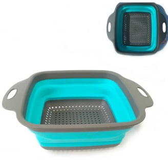 Дуршлаг силиконовый 21,5 х 21,5 х 8 (3) см серо-голубой Vincent VC-1404