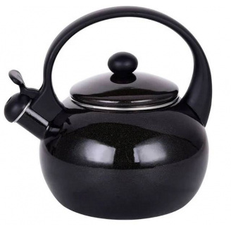 Чайник эмалированный со свистком пластиковая ручка 2.2л Kamille KM-1038A черный