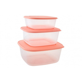 Набір квадратних контейнерів для харчових продуктів Альона 3 в 1 персиковий 167010