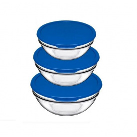 Набор салатников с крышками 3 шт 17.3/20/23 см Pasabahce Chefs 98304