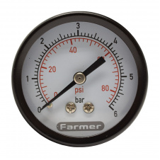 Манометр для тиску води Farmer на 6 бар з заднім підключенням 1/4" корпус D50 мм