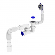 Сифон для ванни ZERIX SV-02-A 1 1/2" з ревізією, випуском та переливом (ZX4958)