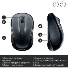 Мышь компьютерная Logitech M325s Wireless Dark Silver (910-006812) (6848839) Киев