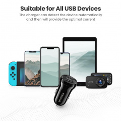 Автомобильное зарядное устройство Ugreen ED018 24W 2xUSB Car Charger Black (6689291) Суми