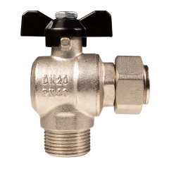 Кран шаровый с накидной гайкой угловой Remi 3/4” Житомир