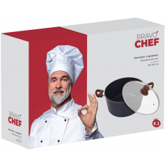 Кастрюля классическая с крышкой Bravo Chef 24 см 4.1 л Черный (6859888) Ивано-Франковск