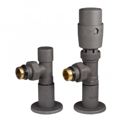 Дизайн крани радіаторні Ideale з термоголовкою 1/2” x 1/2” ВЗ графіт кутові Ізюм