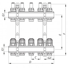 Коллекторный блок с расходомерами KOER KR.1110-03 1”x3 WAYS (KR2640) Харьков