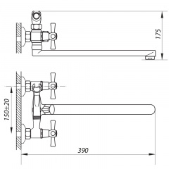 Змішувач для ванни ZERIX DMT-B 827 (ZX3050) Миколаїв
