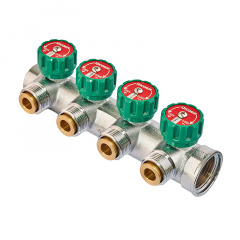 Колектор вентильний з адаптером Koer KR.1127-4 - 1"x4 - 3/4 Ways (євроконус-площина) (KR4948) Біла Церква