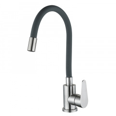 Кухонный смеситель на две воды Zerix Fox-011 Refl.Gray с нерж. стали SUS304 (ZX4834) Новая Прага